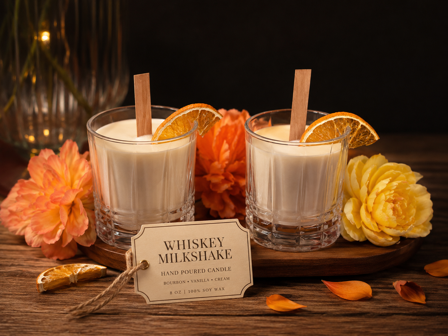 Old Fashioned Whiskey or Rum Candles