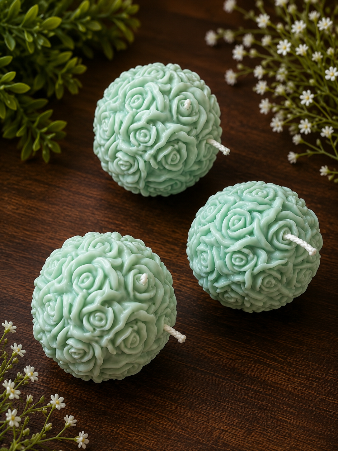 Roseball.  Small $10.00 Med $15.00. Can be made in any colour or fragrance.